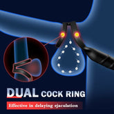 Iphisi - Anillo doble de bloqueo de esperma, masajeador de próstata, control remoto por aplicación, tapón anal telescópico, vibrador, juguete sexual